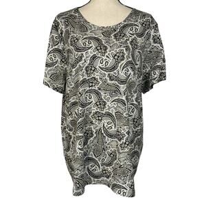 Croft & Barrow 2X-Large Classic Tee Top Paisley Short Sleeves Round Neck Stretch
